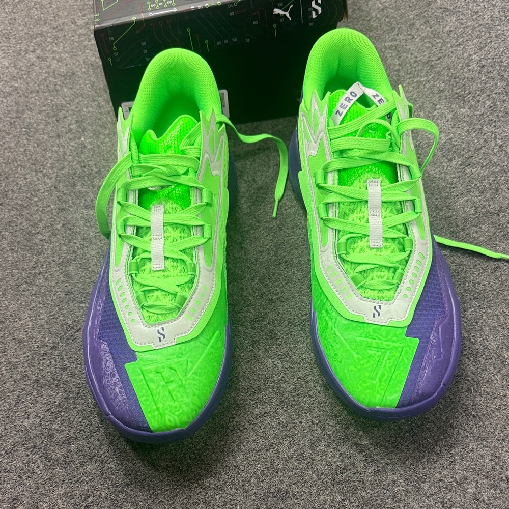 Puma PRO16 Neon Green and Purple Low-Top Athletic Sneakers